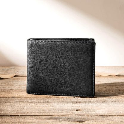 Handmade Black Leather Mens Small Wallet Bifold Card Wallet Front Pocket Wallet billfold Wallet for Men