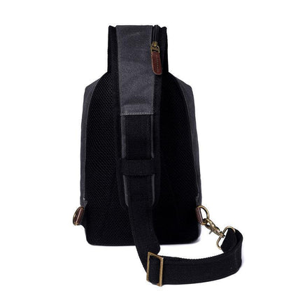 Black Canvas Sling Backpack Men's Sling Bag Chest Bag Canvas One shoulder Backpack For Men