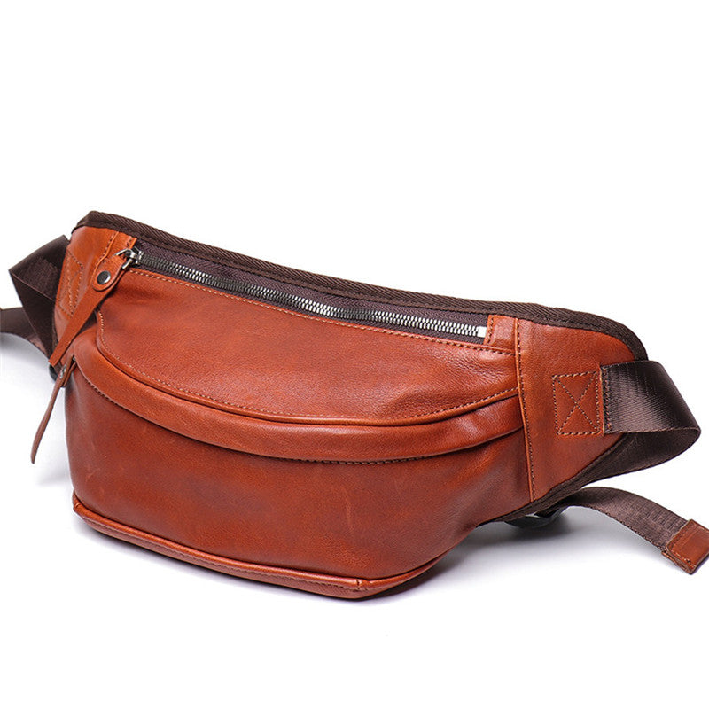 Brown MENS LEATHER 8 inches FANNY PACK Black Chest Bag BUMBAG Bag WAIST Bag For Men