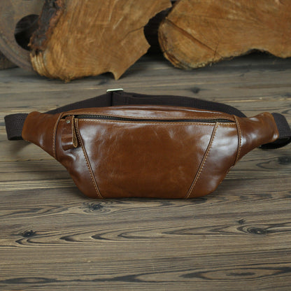 Coffee Mens Leather Waist Bag Bum Bag Vintage Fanny Pack for Men