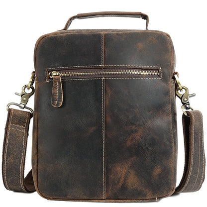 Casual Vintage Leather Mens Small Side Bag Small Messenger bag Small Crossbody Bag For Men