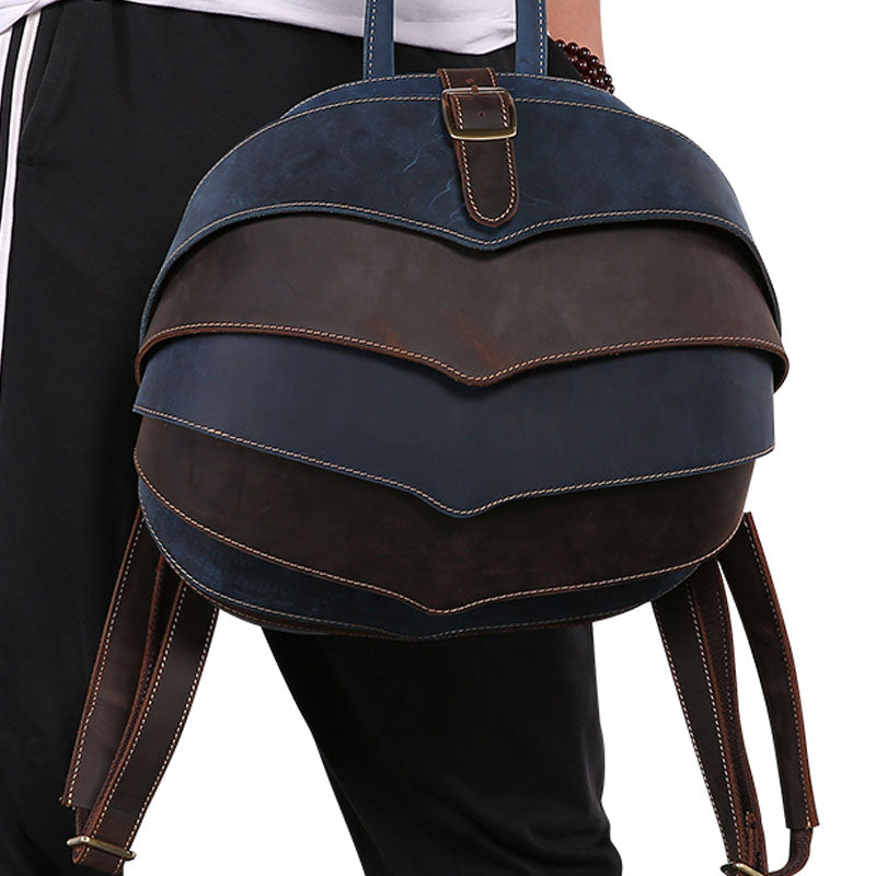 Unique Leather Cool Bug Mens Backpacks Round School Backpack Travel Backpack for Men