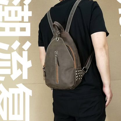 Cool Brown Mens Small Backpacks Vintage School Backpack Travel Backpack Bags for Men