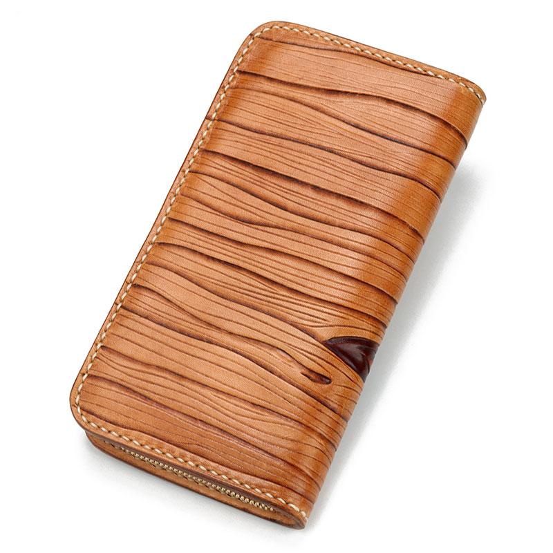 Handmade Leather Mens Clutch Wallet Cool Cicada Tooled Wallet Long Zipper Wallets for Men