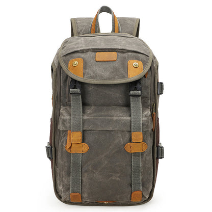 Brown Canvas Waterproof Mens 15'' Canon Camera Backpack Large Nikon DSLR Camera Bag For Men