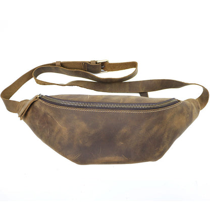 Brown Cool Leather Mens Fanny Pack Hip Pack Bum Pack Waist Bag Pack For Men