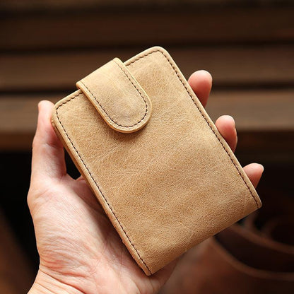 Cool Leather Mens Card billfold Wallet Trifold SMall Bifold License Wallet Camel Card Holders For Men