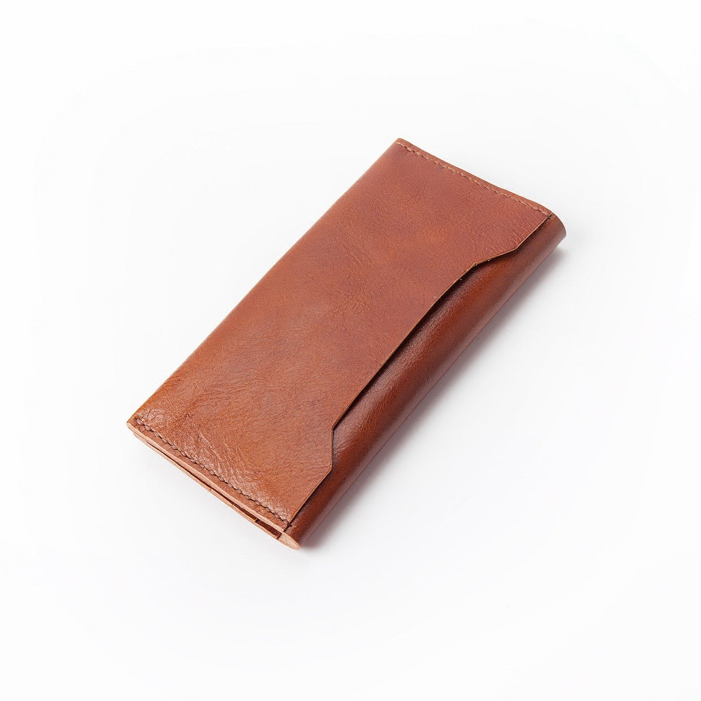 Handmade Brown Leather Mens Long Wallet Bifold Long Wallet CellPhone Wallet For Men