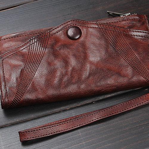 Handmade Mens Cool Long Leather Chain Wallet Cards Biker Trucker Wristlet Wallet