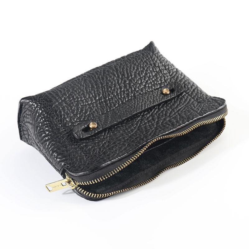 Cool Leather Mens Clutch Cool Black Wirst Purse Zipper Clutch Black Wristlet Wallet for Men