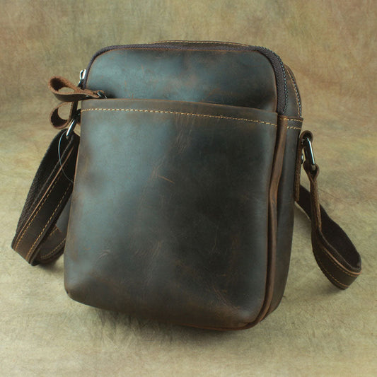 Cool Leather Mens Small Messenger Bag Tablet Side Bag Shoulder Bags For Men