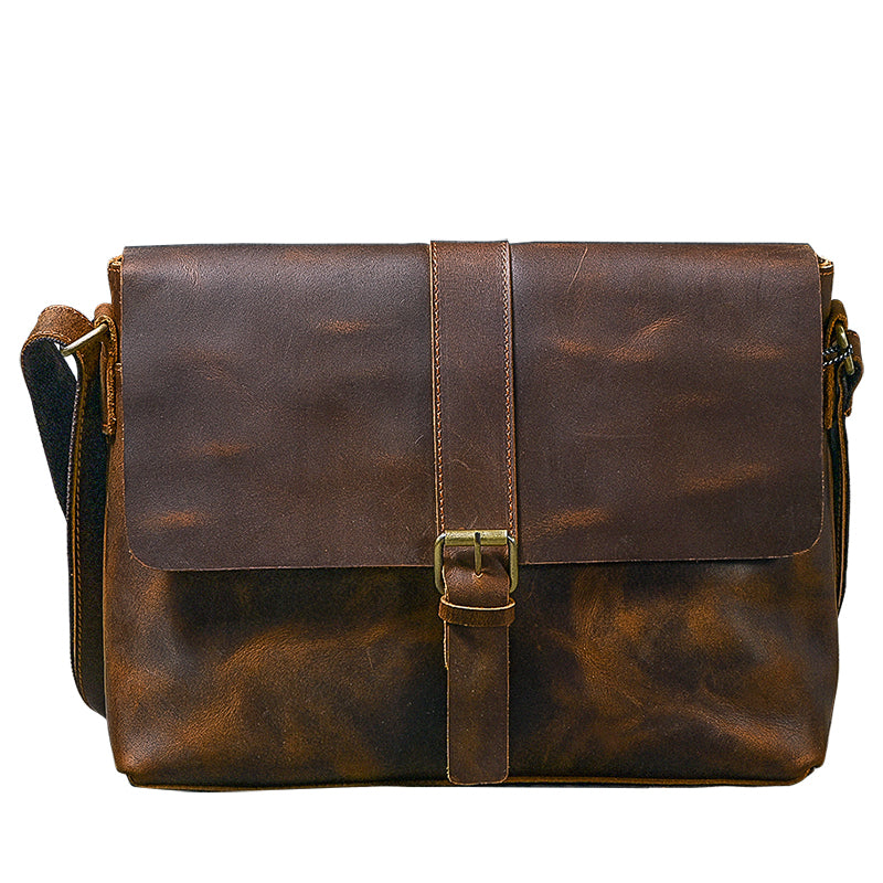 Vintage Leather Mens 13¡®¡¯ Brown Side Bag Messenger Bag Courier Bag For Men