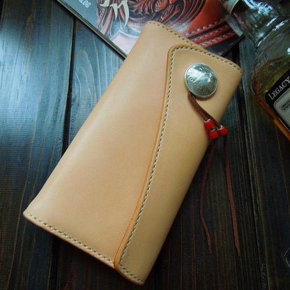 Handmade Leather Mens Clutch Wallet Cool Wallet Long Wallets for Men Women