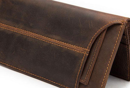 Vintage Mens Leather Long Wallet Cool Bifold Long Wallet Clutch For Men