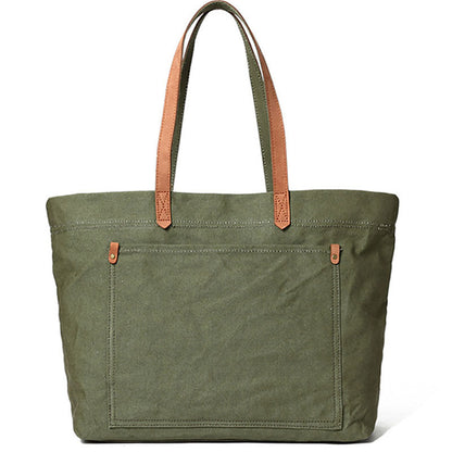 Khaki Vintage Canvas Men Womens Large Tote Bag Green Canvas Shoulder Tote Bag Shopper Tote For Men