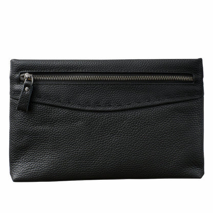 Black Leather Mens Multi Layer Business Clutch Wallet Wristlet Wallet For Men