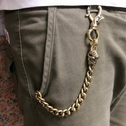 Badass Gold Skull Mens Wallet Chain Biker Wallet Chain 18¡®a€?Pants Chain For Men