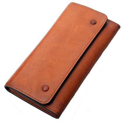 Tan Cool Leather Mens Long Wallet Black Bifold Wallet Long Wallet Brown Phone Wallet For Men