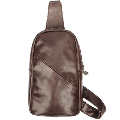 Vintage Dark Brown Leather Mens Chest Bag Black Sling Bag Sling Pack For Men