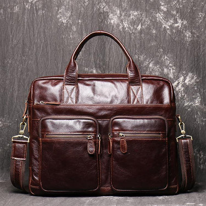 Brown Oiled Leather Men's Brown Professional Briefcase 15¡®¡¯ Laptop Handbag Business Bag For Men