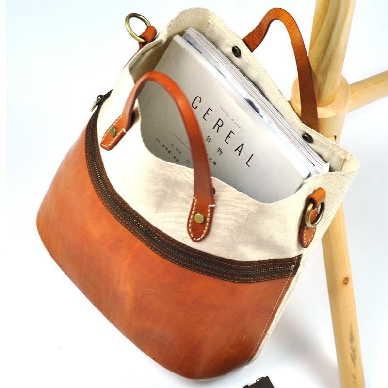 White Leather Canvas Womens Mens Tote Handbag Messenger Bags Shoulder Tote Bag For Men and Women