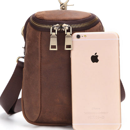 Cool Mens Leather Belt Pouch Cell Phone HOLSTER Belt Bag Mini Side Bag For Men