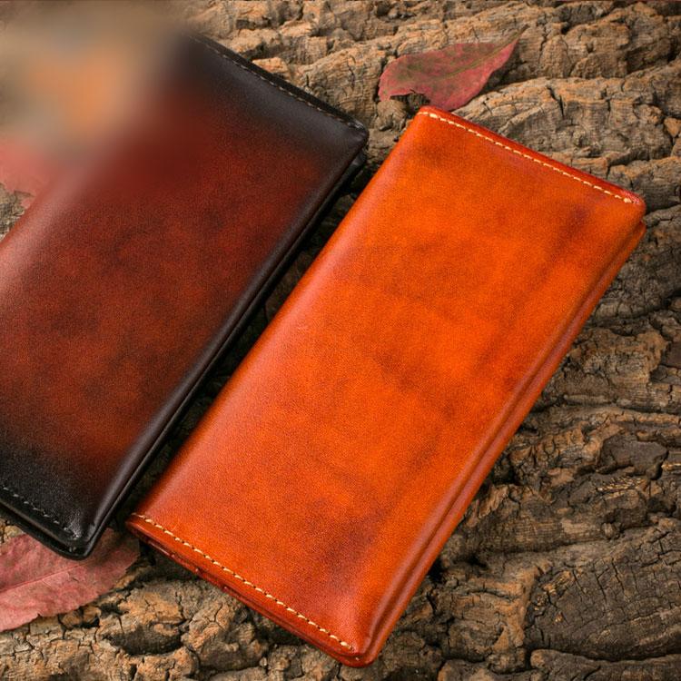 Handmade Leather Mens Clutch Wallet Cool Leather Wallet Long Phone Wallets for Men