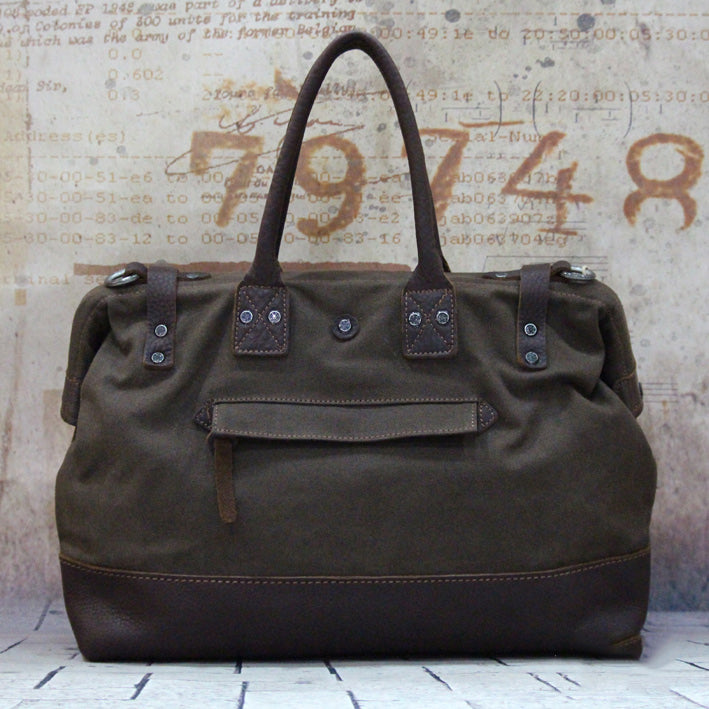 Vintage Leather Canvas Mens Handbag Briefcase Doctor Bag Briefcase For Men