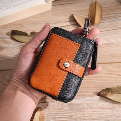 Leather Mens Card Wallets Cool Small Zipper Card Wallet Key Wallet with Belt Clip For Men