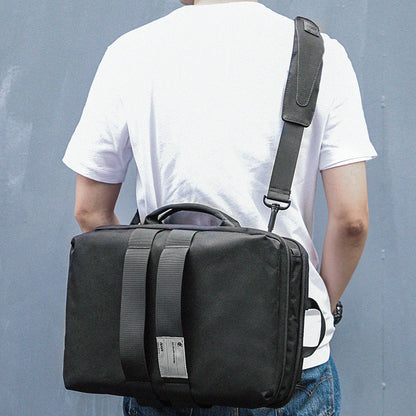 Cool PVC Canvas Men's Black Messenger Bag Travel Backpack 15.5'' Blue Handbag For Men