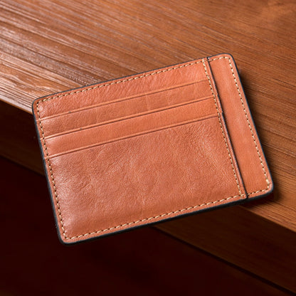 Brown Mens Slim Card Holder Front Pocket Wallet Minimalist Card Wallet For Men