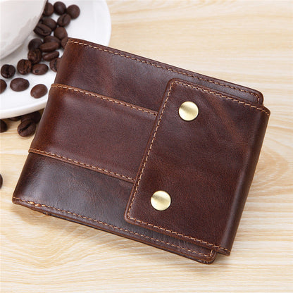 Cool Brown Leather Men's Trifold Small Wallet Multi-cards billfold Wallet For Men