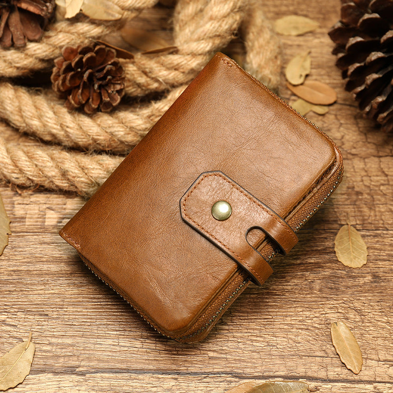 Cool Brown Leather Men's Black billfold Small Wallet Black Bifold Wallet For Men