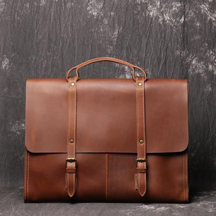 Casual Leather Men's Brown Professional Briefcase 15¡®¡¯ Laptop Handbag Business Bag For Men