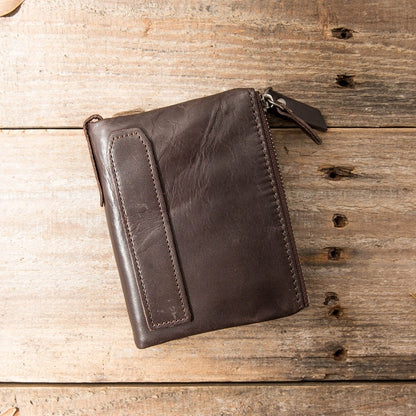 Brown Leather Mens Bifold Wallet Brown Small Wallet Front Pocket Wallet billfold Wallet for Men