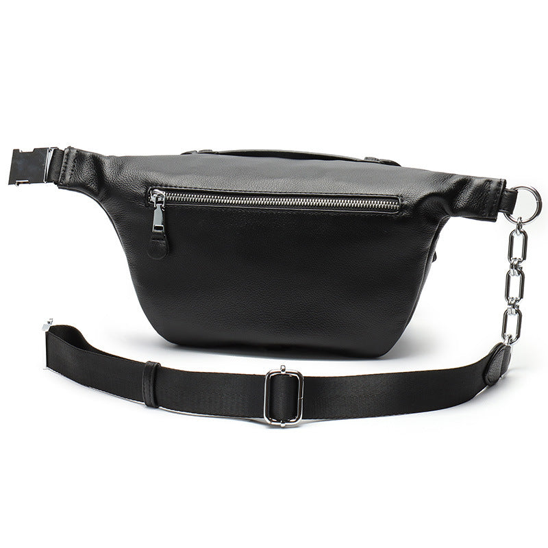 Black Mens Leather Fanny Pack Bum Bag Black Fanny Bag Black Waist Bags For Men