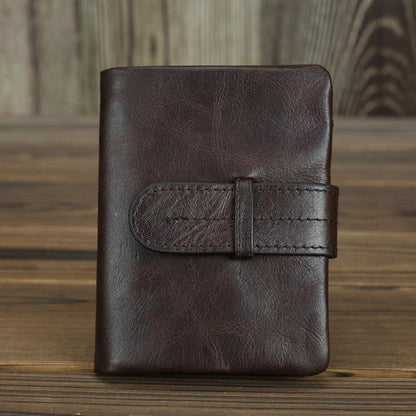 Black Leather Men's Bifold Long Wallet with Coin Pocket Billfold Wallet Card Wallet For Men