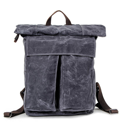 Cool Waxed Canvas Mens Waterproof 15.6'' Travel Backpack Hiking Backpack for Men