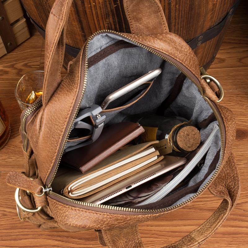 Cool Brown Leather 12 inches Vertical Courier Bags Messenger Bags Camel Postman Bags for Men