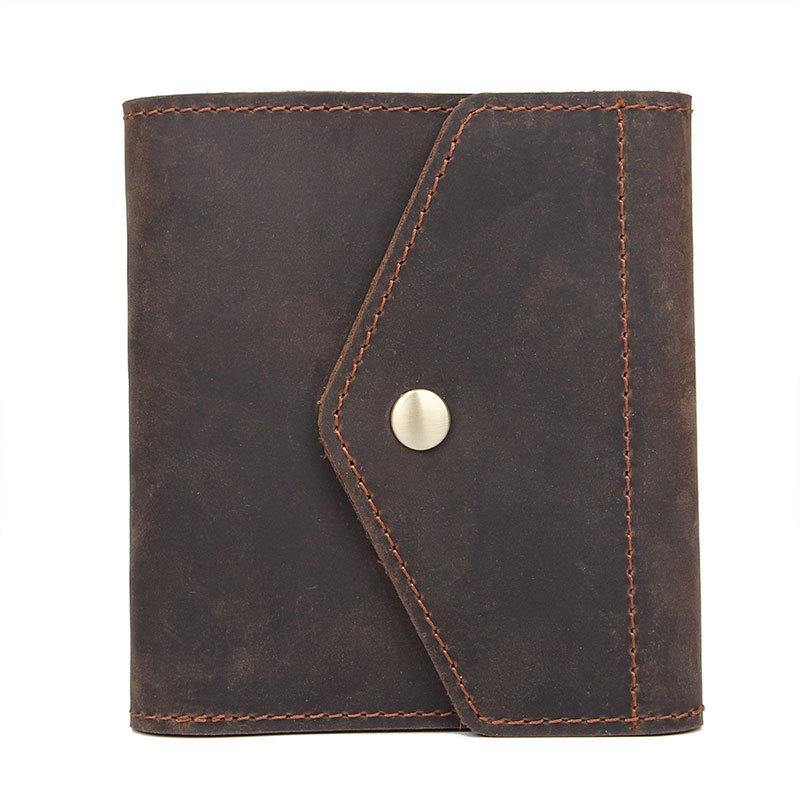 Dark Brown Small MENS LEATHER Bifold Wallet Card Brown billfold Wallet FOR MEN