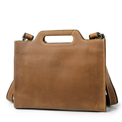 Brown Leather Men's Simple Professional Briefcase 13¡®¡¯ Laptop Handbag Business Bag For Men