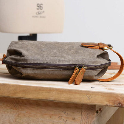 Large Canvas Mens Clutch Bag Zipper Wristlet Bag Phone Purse for Men