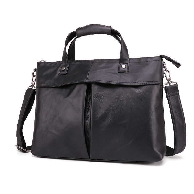 Vintage Fashion Leather Mens 13inch Briefcase Laptop Shoulder Bag Business Bag Handbag For Men