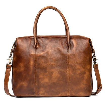 Brown Leather Mens 15 inches Briefcase Laptop Bag Business Handbag Work Bag for Men