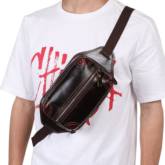 Leather Fanny Pack Mens Bum Bag Coffee Hip Pack Leather Waist Bag for Men
