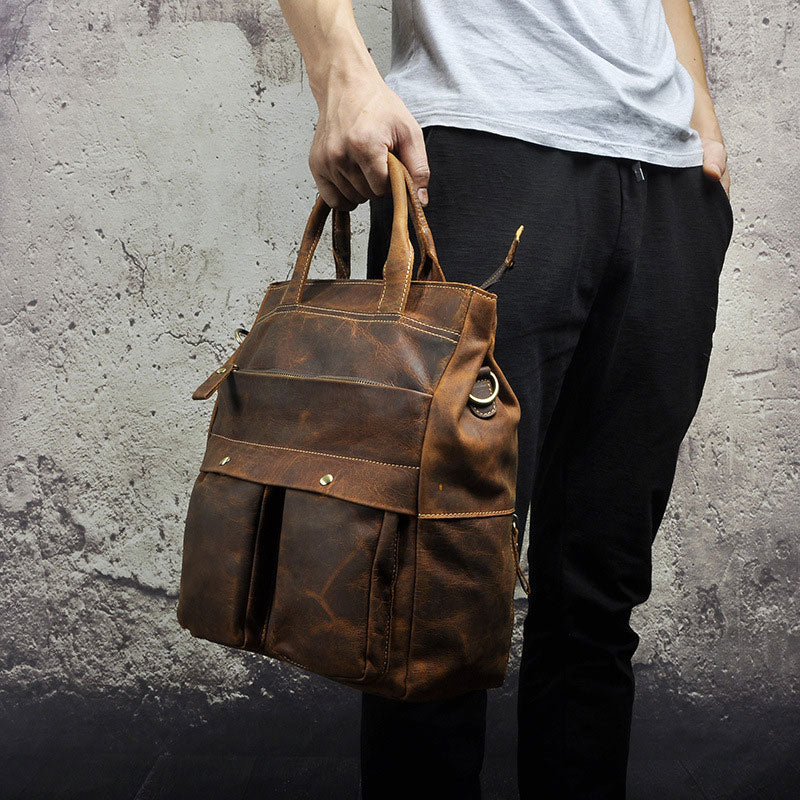 Cool Leather Vintage Brown Handbag Mens Backpacks Travel Backpack School Backpack for Men