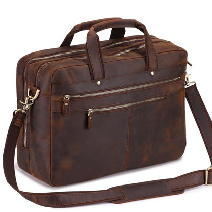 Dark Brown Large Leather Men's Professional Briefcase 17¡®¡¯ Laptop Handbag Briefcase Business Briefcase For Men