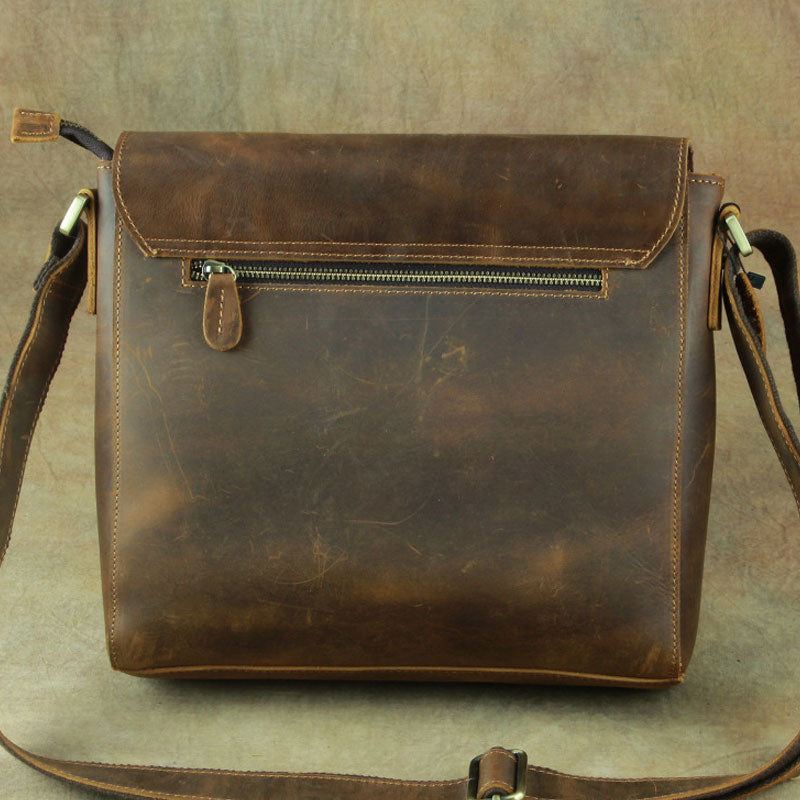 Leather Brown Mens Vintage Small Side Bag Shoulder Bags Small Messenger Bag For Men