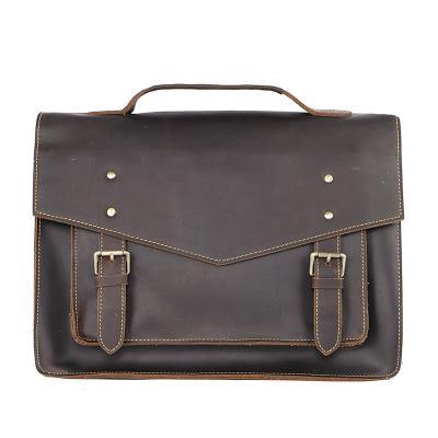 Vintage Brown Mens Leather Briefcase Work Handbag Black 14'' Computer Briefcases For Men