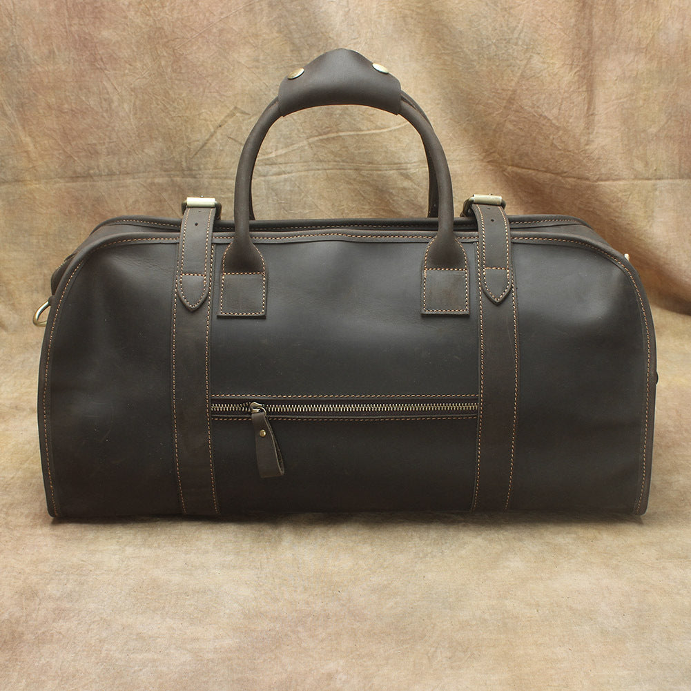 Vintage Leather Men's Coffee Overnight Bag Large Weekender Bag Travel Bag For Men